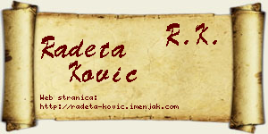 Radeta Ković vizit kartica